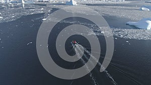 Zodiac boat sail antarctica aerial tracking