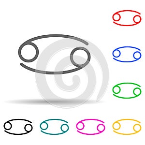 zodiac cancer moon multi color style icon. Simple thin line, outline  of web icons for ui and ux, website or mobile