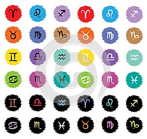 Zodiac cartoon icons. Vector illustration