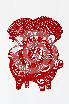 Zodiac Chinese Paper-cutting (Pig)