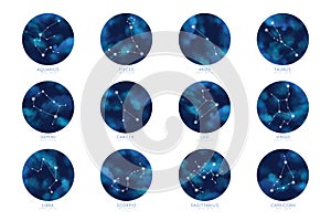 Zodiac constellations vector set