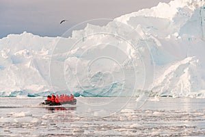 Zodiac cruise through icebergs of Cierva Cove in the Antarctic Peninsula