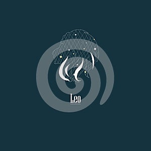 Zodiac design with star grid. Abstract leo design. Signs with texts in Latin