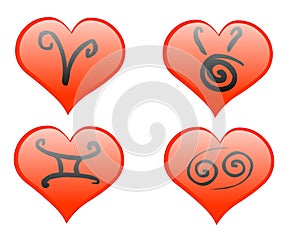 Zodiac hearts icon