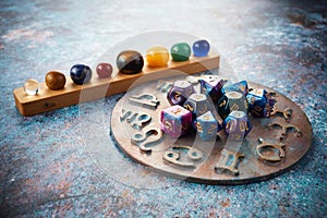 Zodiac horoscope symbols with solar system planets stones.