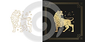 Zodiac leo horoscope sign line art silhouette design vector illustration