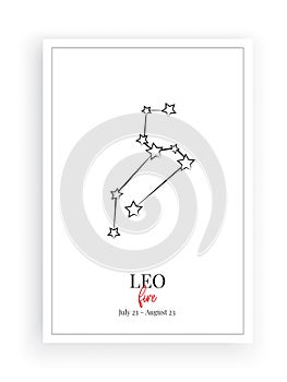 Zodiac Leo Sign Stars, symbol Leo sign, minimalist poster design, vector, graphic design, wall decals, wall artwork