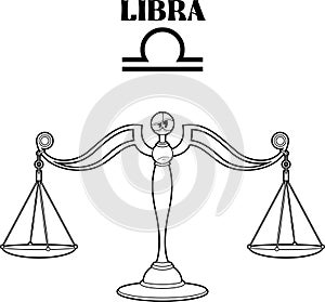 Outlined Libra Cartoon Character Horoscope Zodiac Sign