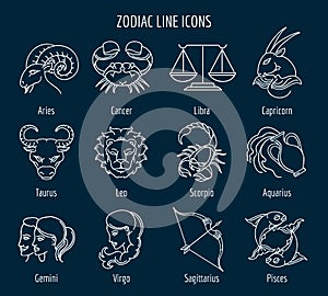 Zodiac line icons