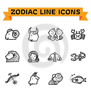 Zodiac Line Icons Vector photo