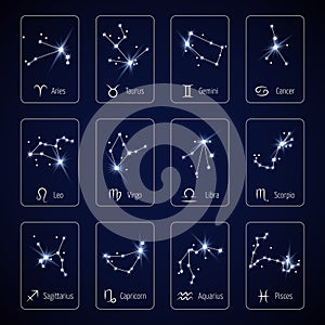 Zodiac sign all horoscope constellation stars for mobile application vector template photo