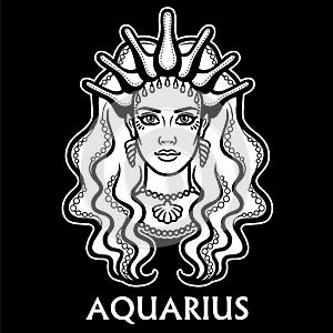 Zodiac sign Aquarius. Fantastic princess, animation portrait.