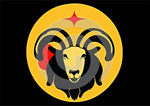Zodiac sign Aries vector graphics on a black background. photo