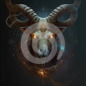 Zodiac sign Capricorn on a dark background. Horoscope. photo