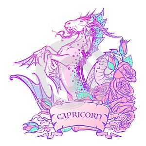 Zodiac sign Capricorn. Pastel colors