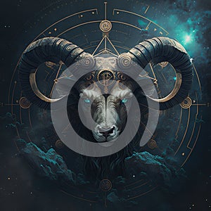 Zodiac sign Capricorn. Zodiac background with astrological symbols. photo