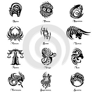 Zodiac Sign complete Set tattoo style photo