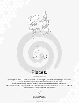 Zodiac sign constellations pisces vector illustration wall decor ideas