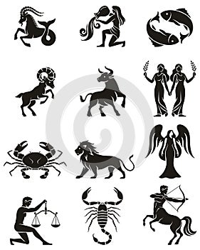 Zodiac sign icons. Vector illustrations