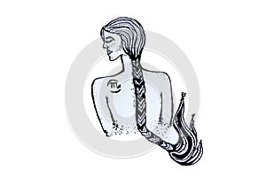 Zodiac sign illustration Virgo. Sketch for tattoo