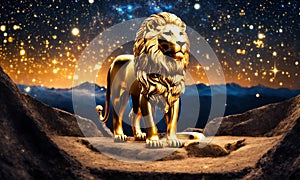 zodiac sign Leo on a background of stars. Selective focus.