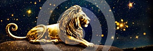 zodiac sign Leo on a background of stars. Selective focus.