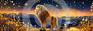 zodiac sign Leo on a background of stars. Selective focus.