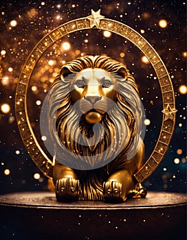 zodiac sign Leo on a background of stars. Selective focus.