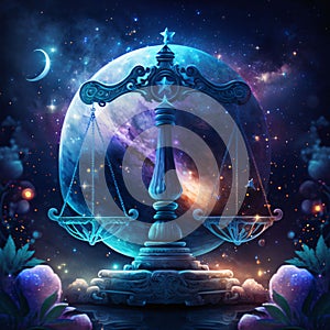 Zodiac sign Libra. Zodiacal astrological background