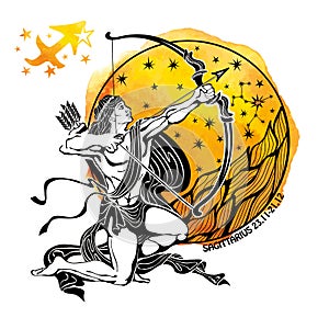 Zodiac sign Sagittarius.Horoscope circle