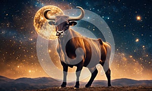 zodiac sign Taurus on a background of stars. Selective focus.