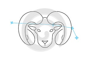 Zodiac signs Aries. line icon. Simple element illustration. pisces outline icon from zodiac concept