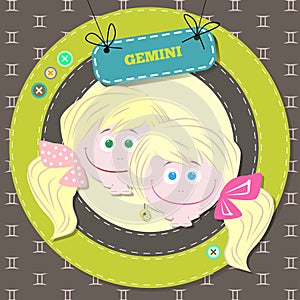 Zodiac signs collection. Cute horoscope - GEMINI.