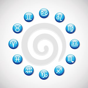 Zodiac signs horoscope astrological symbols in a circle