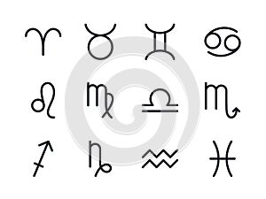 Zodiac signs icons. Icon set. Isolated vector astrological signs