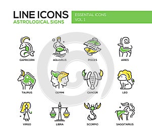 Zodiac signs icons set