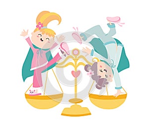 Zodiac signs Libra cute illustration flat.