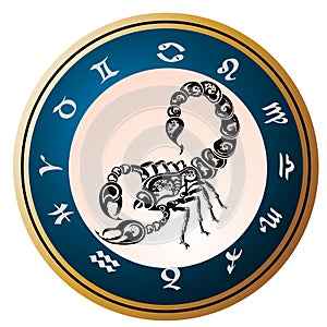 Zverokruh známky škorpión. tetovanie dizajn 