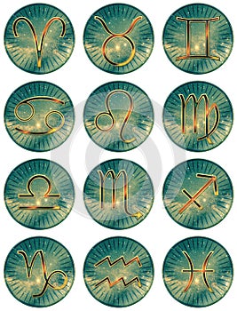 Zodiac signs. Set round zodiac icons. Round zodiac icons.