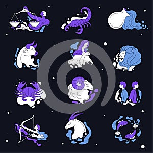 Zodiac signs or symbols, astronomy and astrology