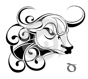 Zodiac signs - Taurus. Tattoo design.