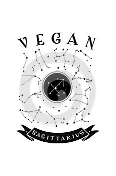 Zodiac signs.Vegan Sagittarius design with constellations