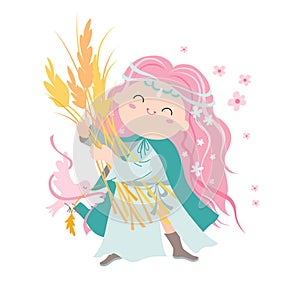 Zodiac signs Virgo cute illustration flat.