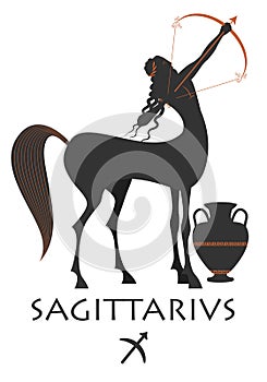 Zodiac in the style of Ancient Greece. Sagittarius.