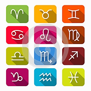 Zodiac Symbols on Rounded Squares