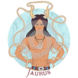 Taurus as a beautiful man with swarthy skin