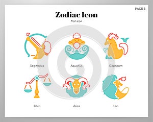 Zodiac icon flat pack photo