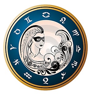 Zodiac Wheel with sign of Virgo