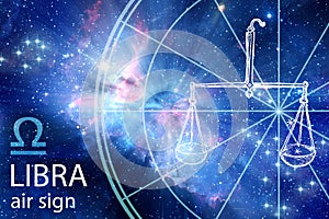 Zodiacal Air sign Libra with beautiful starry background like astrology background