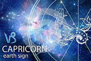 Zodiacal Earth sign Capricorn with beautiful starry background like astrology background